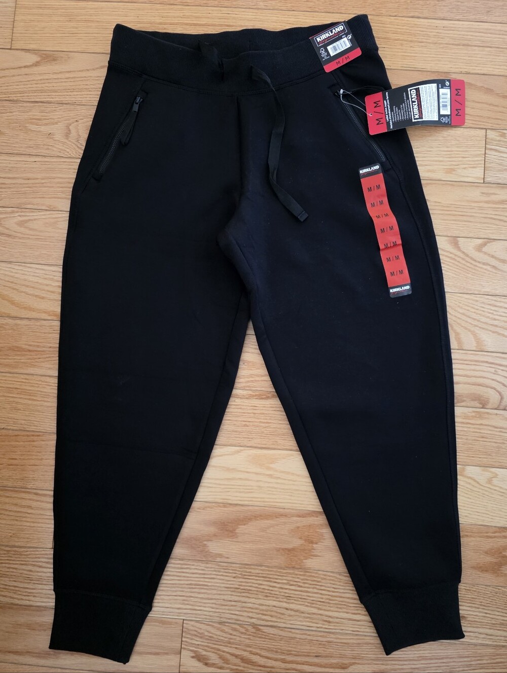 Kirkland Signature Black Jogger Pants With Zipper Pockets, Medium